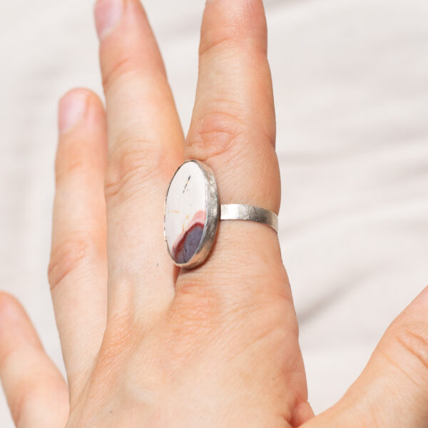 Silver + Mookaite Oval Ring - Image 4
